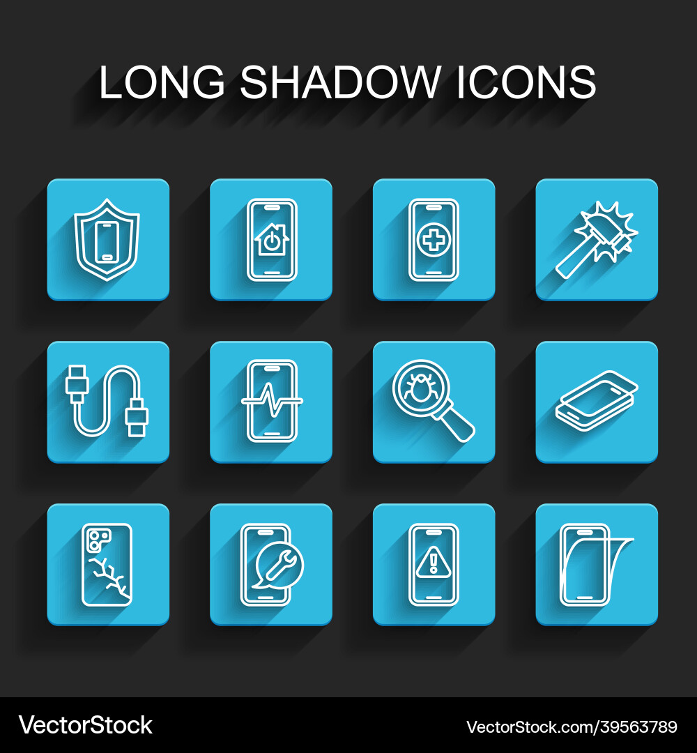 Set line mobile with broken screen service Vector Image