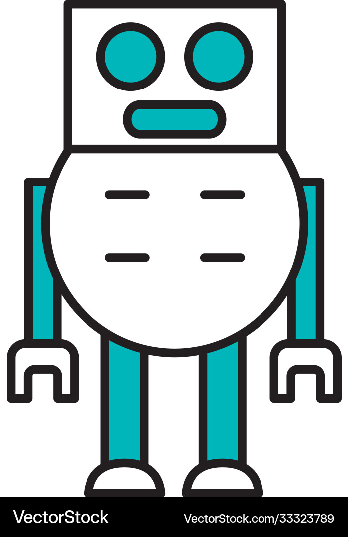 Square robot with round body half line color vector image