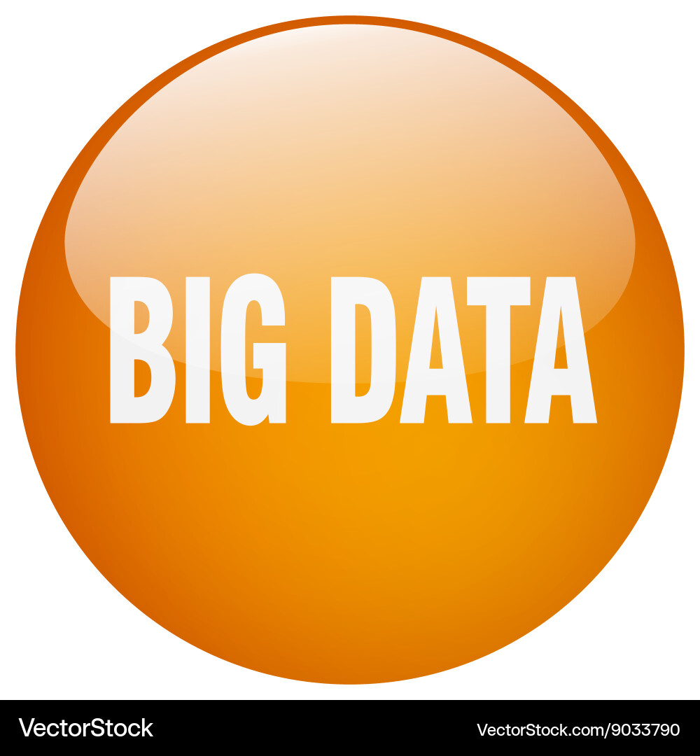 Big data orange round gel isolated push button vector image