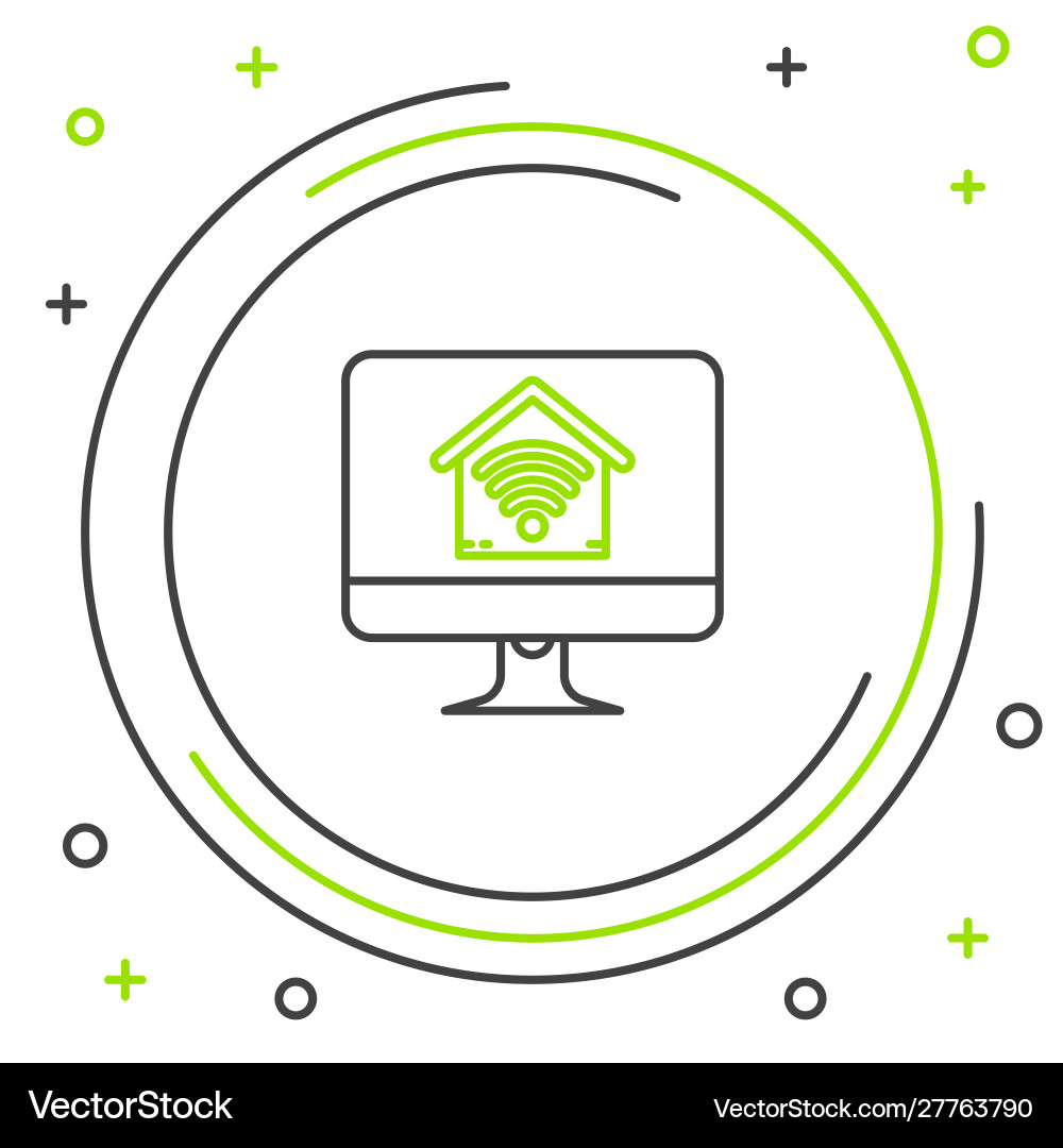 Black and green line computer monitor with smart Black and green line computer monitor with smart Vector Image