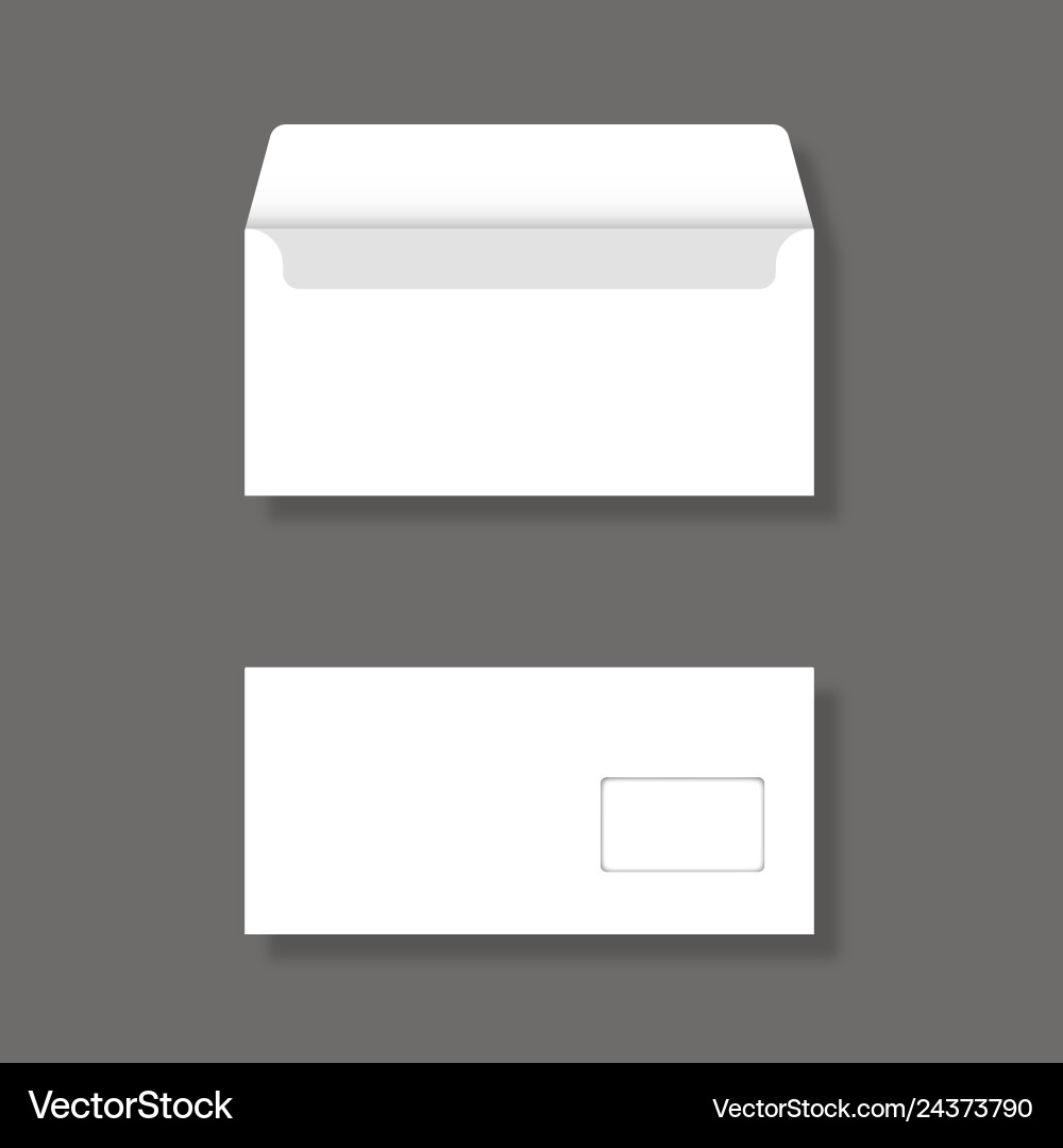 Blank envelope with window front and back view Blank envelope with window front and back view vector image