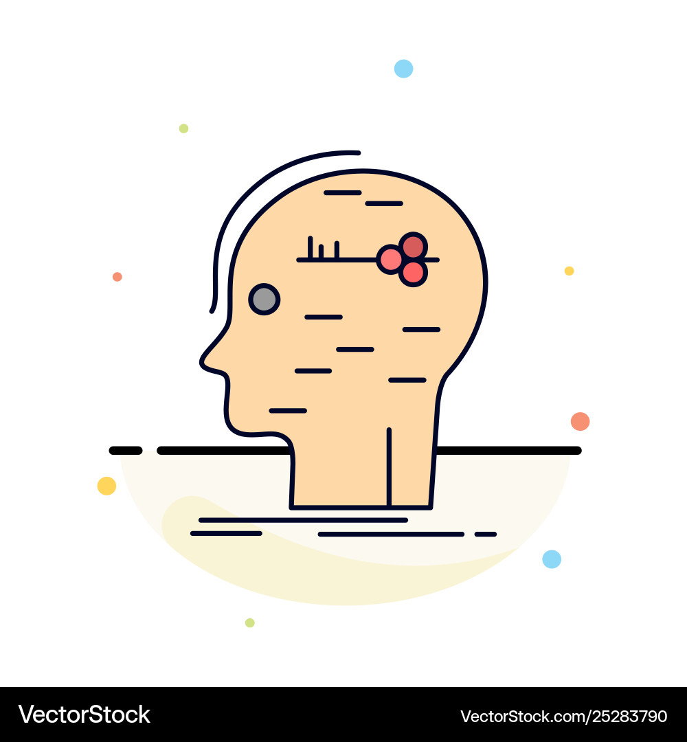 Brain hack hacking key mind flat color icon Brain hack hacking key mind flat color icon vector image
