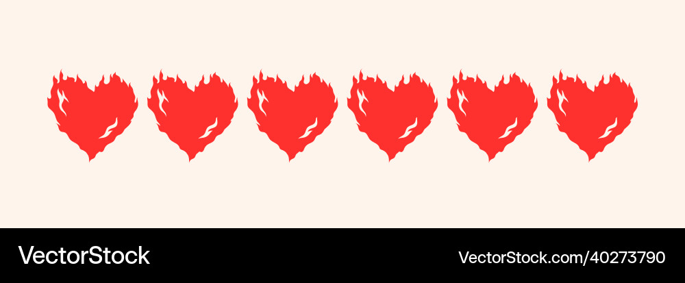 Burning heart pattern brush add-on set Vector Image