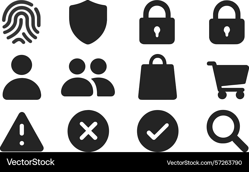 Collection of security and user interface icons vector image