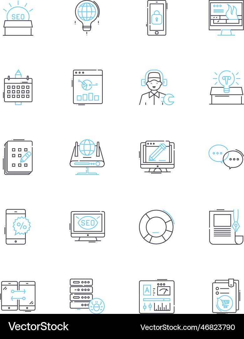 Digital creation linear icons set design Digital creation linear icons set design Vector Image