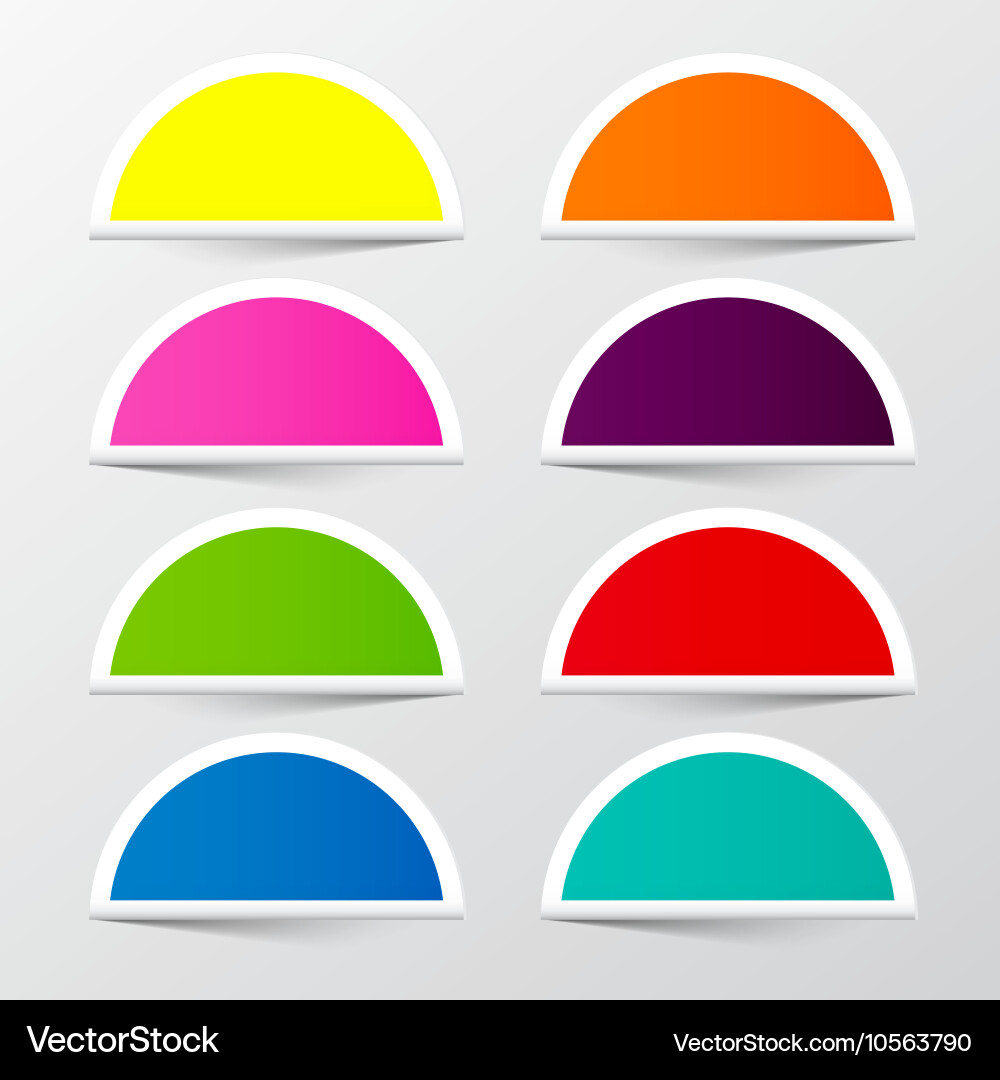 Half circle colorful stickers set retro empty Vector Image
