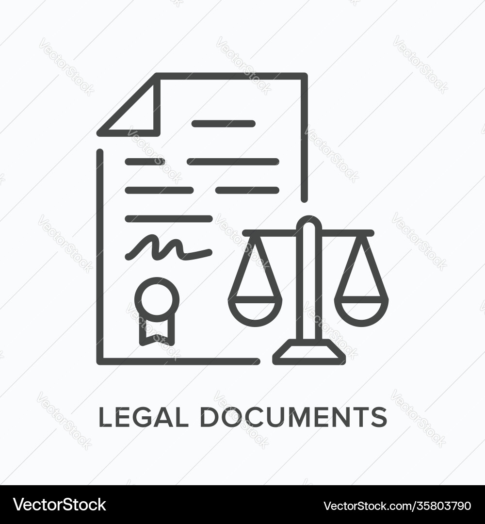 Legal document flat line icon outline Legal document flat line icon outline vector image