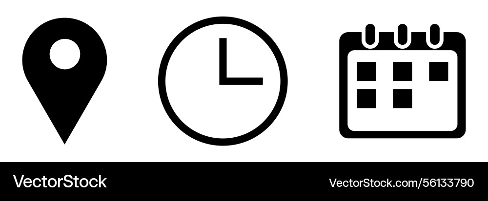 Location time and date icon web flat vector image