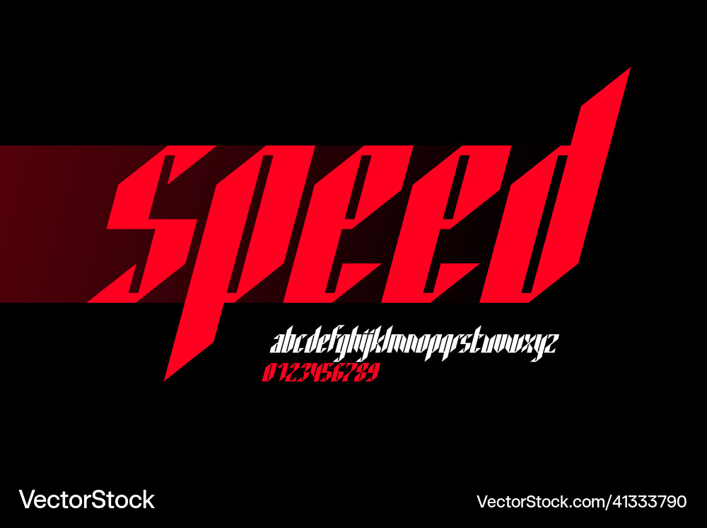 Lowercase Speed Font - Alphabet & Numbers vector image