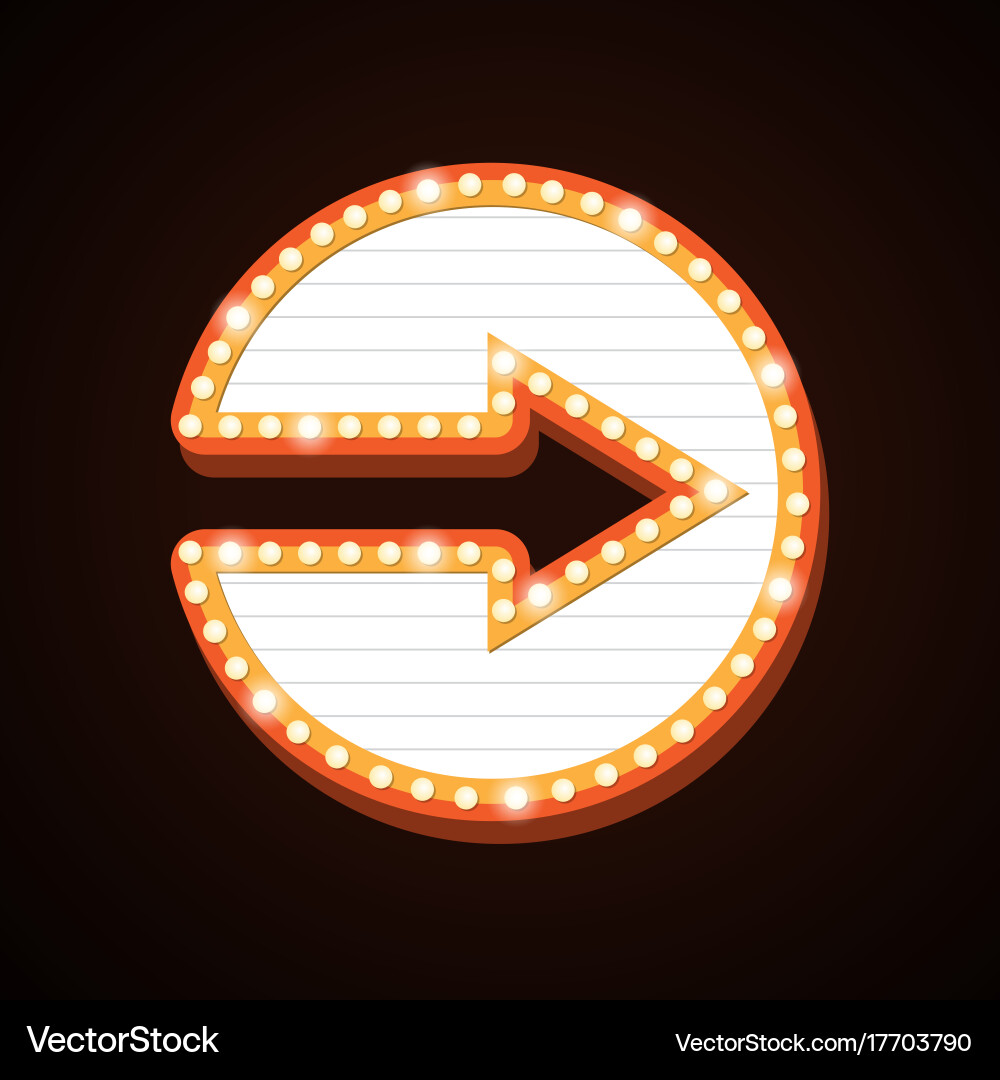 Night club billboard retro arrow light frames Vector Image