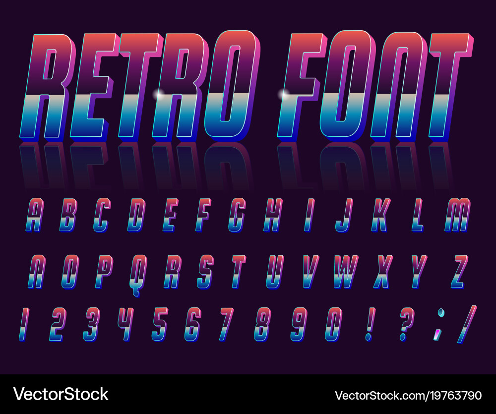 Retro 80s Font Style Vector Image