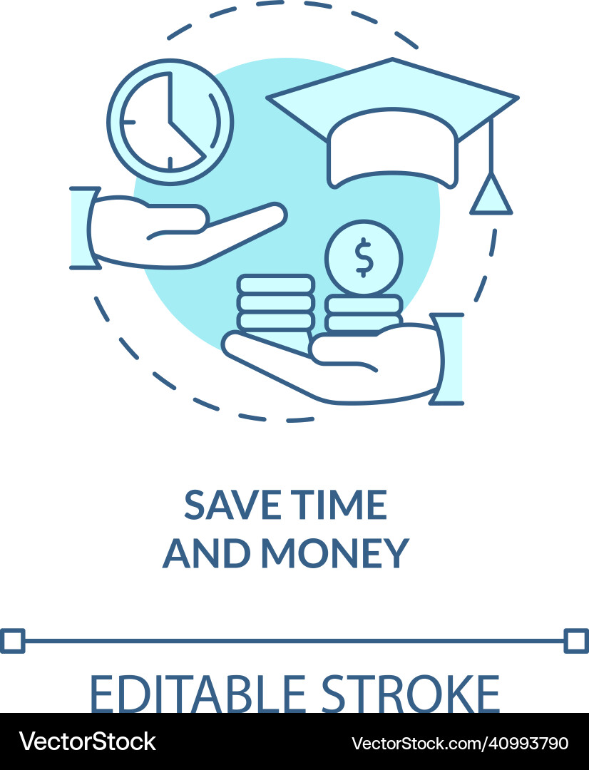 Save time and money turquoise concept icon Save time and money turquoise concept icon vector image