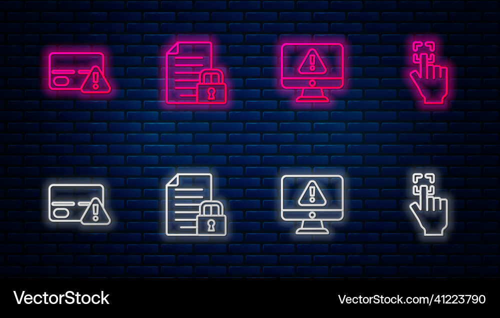 Set line document and lock monitor Set line document and lock monitor vector image
