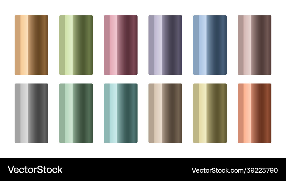 Set of metallic gradients in different colors Vector Image