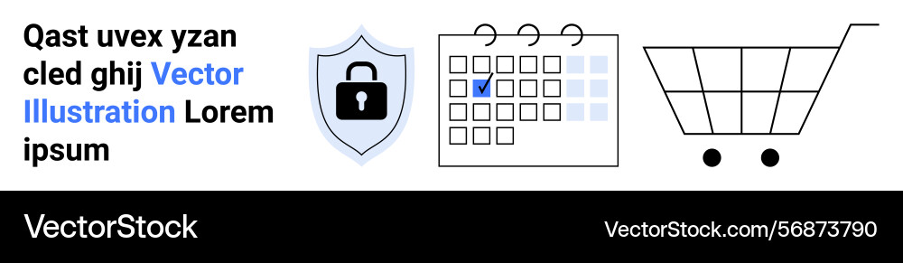 Shield with lock calendar selected date Shield with lock calendar selected date Vector Image