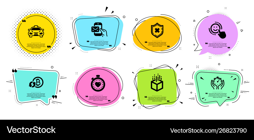 Timer taxi and augmented reality icons set Timer taxi and augmented reality icons set vector image