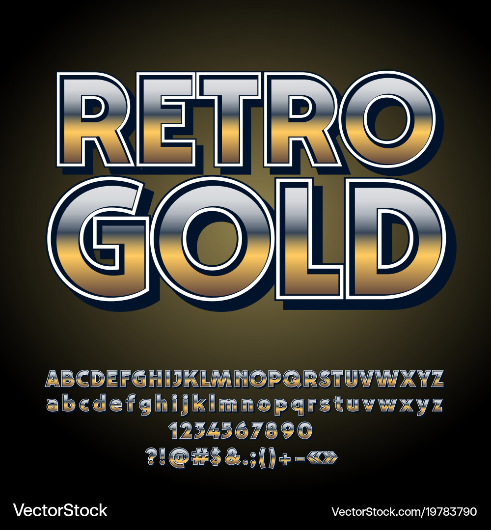 Vintage Retro Gold Alphabet Set Vector Image