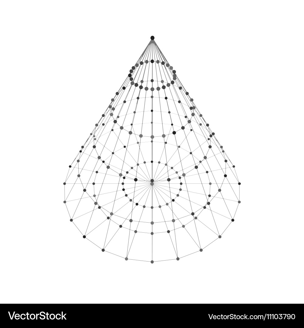 Wireframe polygonal geometric element cone vector image