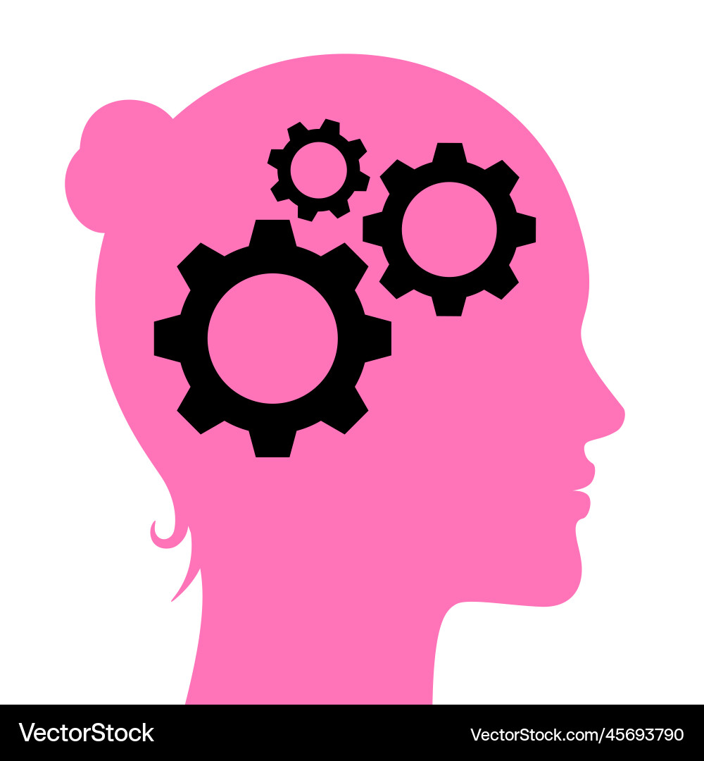 Womans head with cogs icon logical Womans head with cogs icon logical vector image