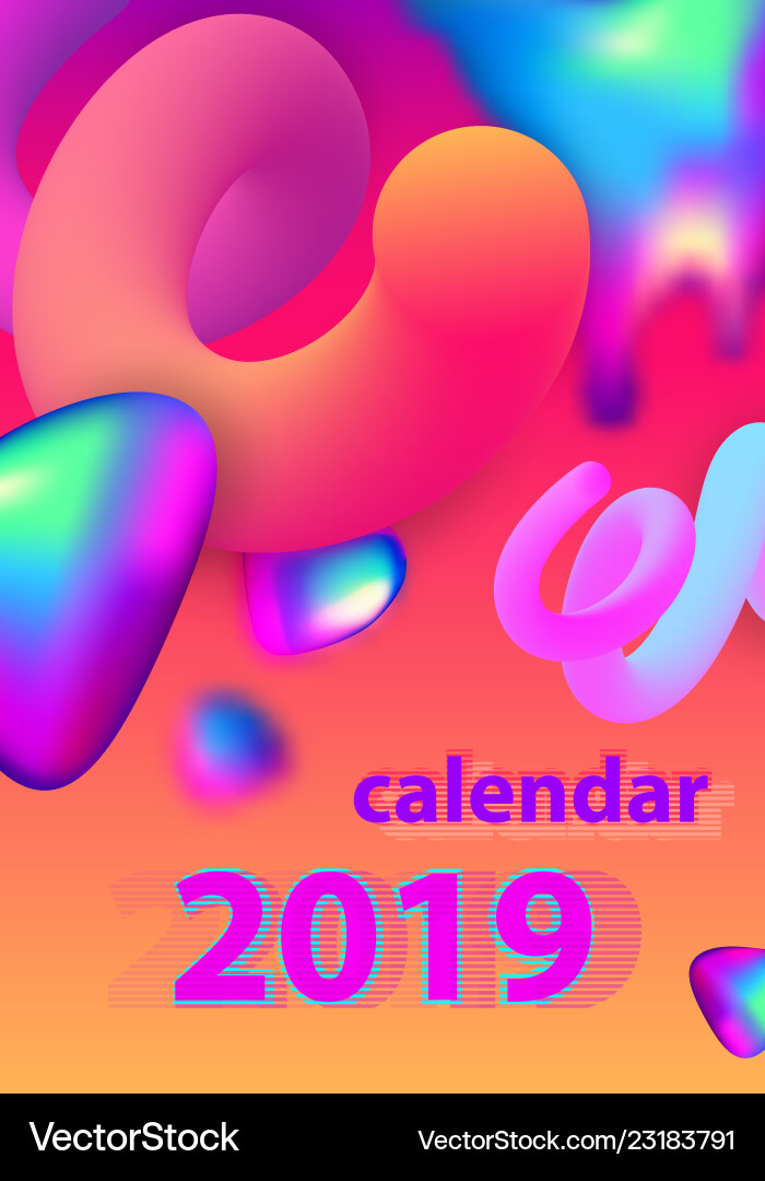 Abstract minimal calendar design for 2019 Abstract minimal calendar design for 2019 vector image