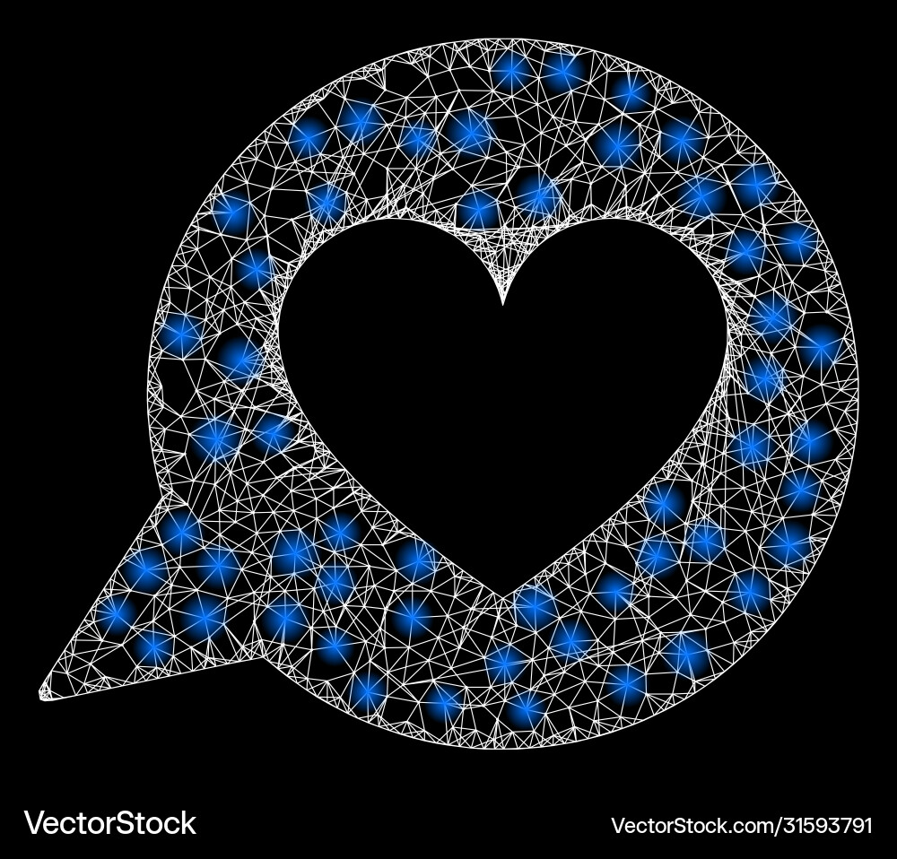 Bright web net love heart message with lightspots Vector Image