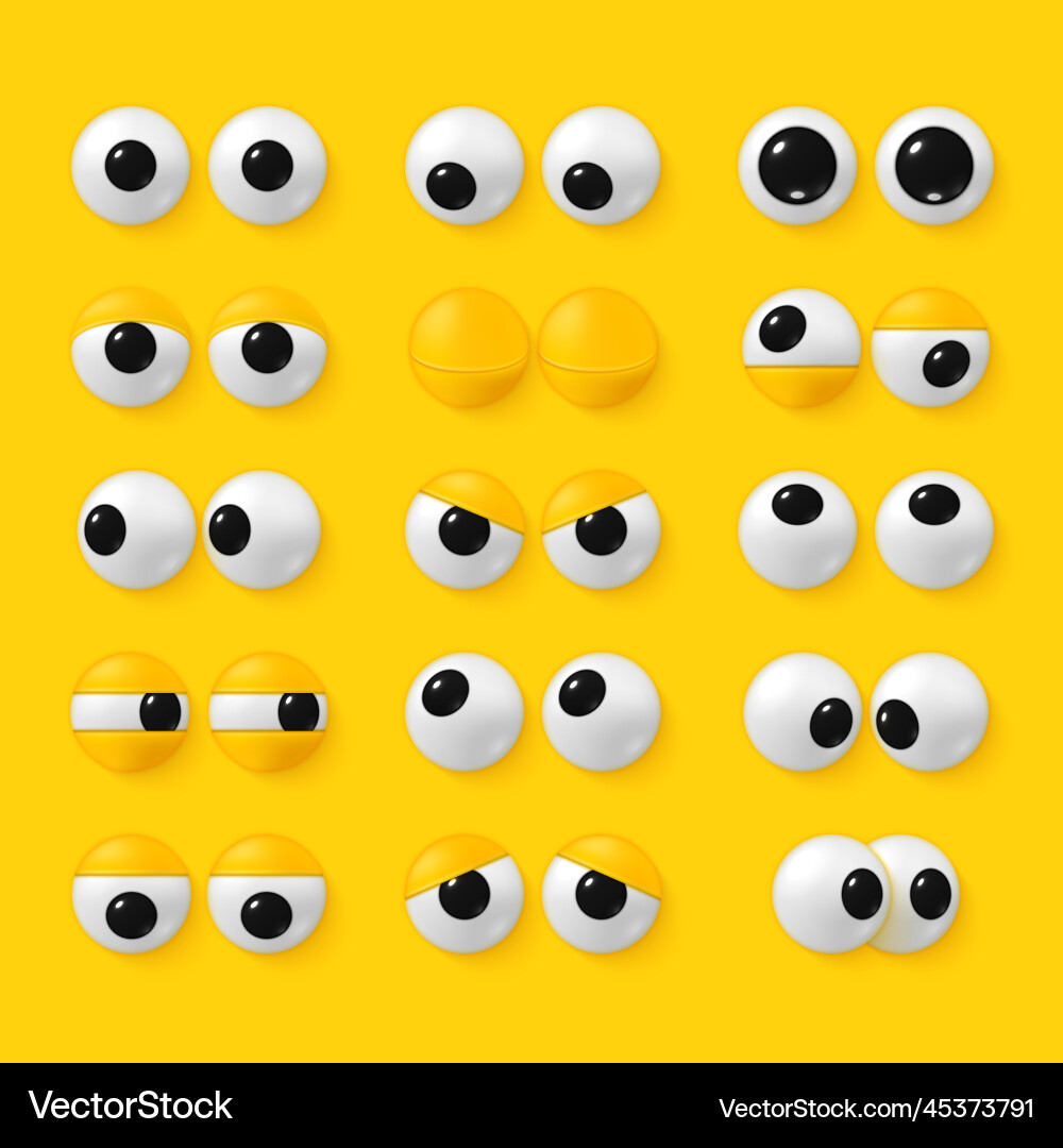 Cartoon 3d eyes toys eyeballs eyelids funny Cartoon 3d eyes toys eyeballs eyelids funny vector image