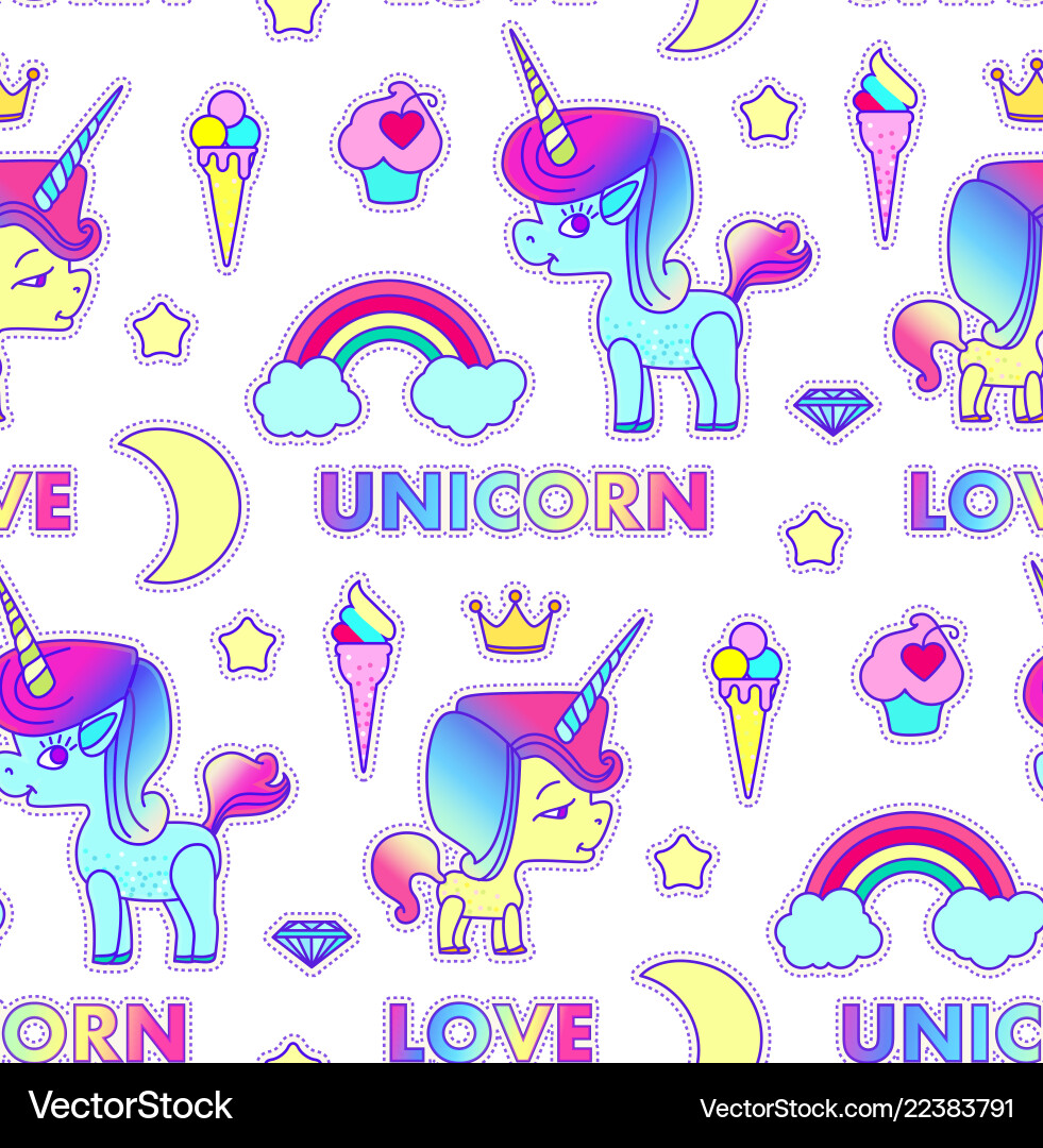 Cute unicorn seamless pattern magic dream kids Cute unicorn seamless pattern magic dream kids vector image