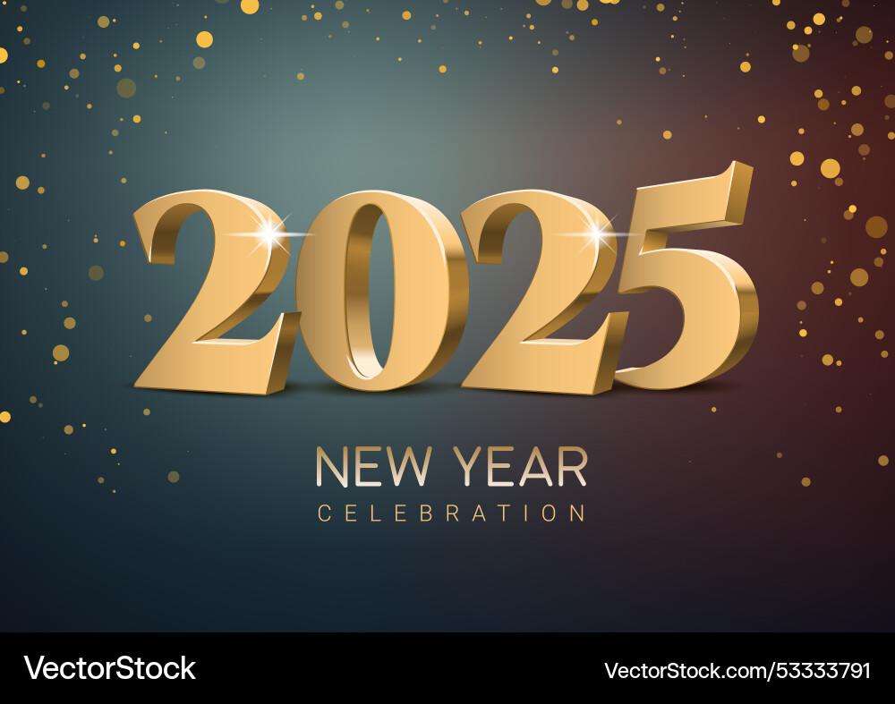 Elegant design of golden 3d lettering 2025 on dark Elegant design of golden 3d lettering 2025 on dark vector image