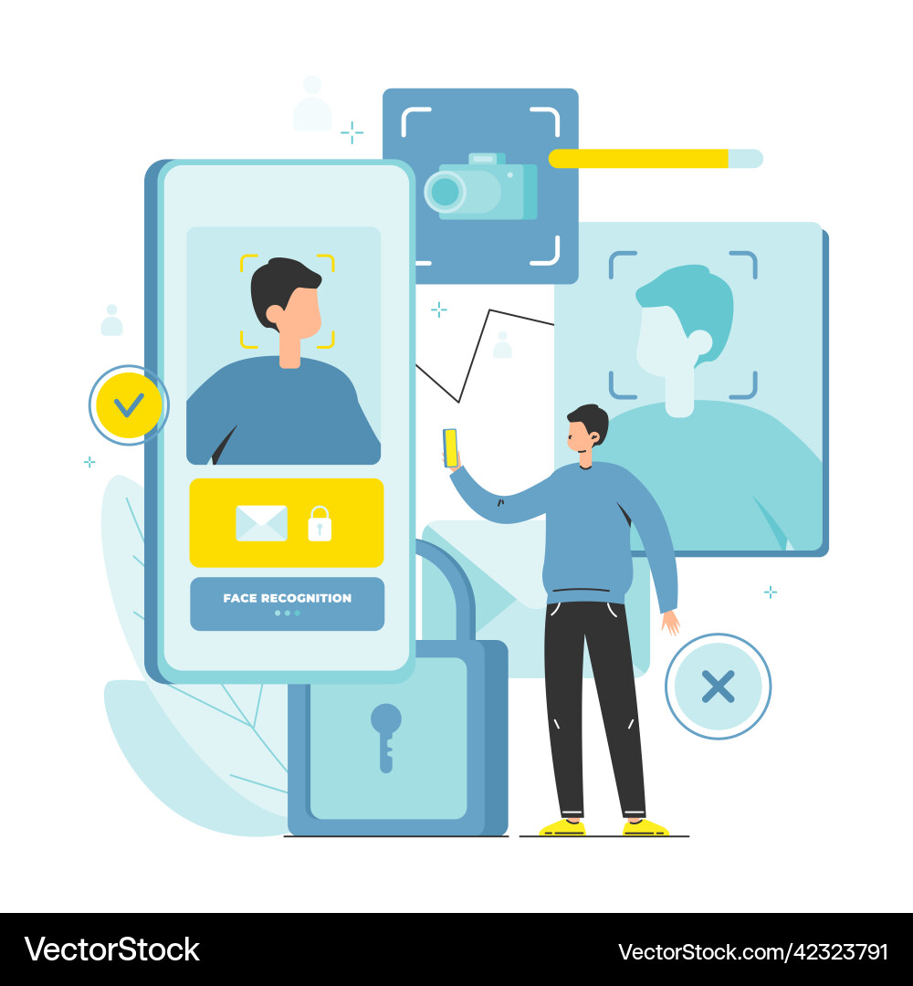 Face Recognition Authentication Vector Image