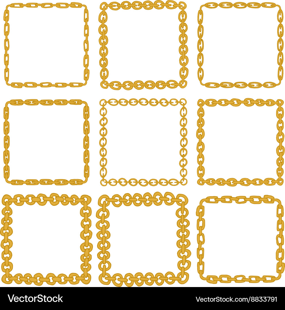 Gold Square Border Frames - Set of 9 vector image