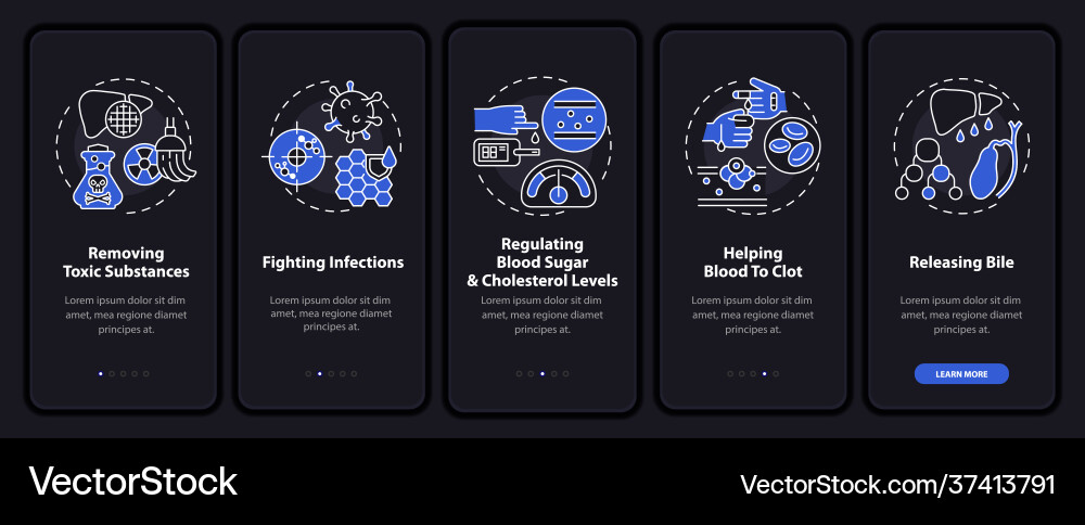Hepatic functions onboarding mobile app page Vector Image