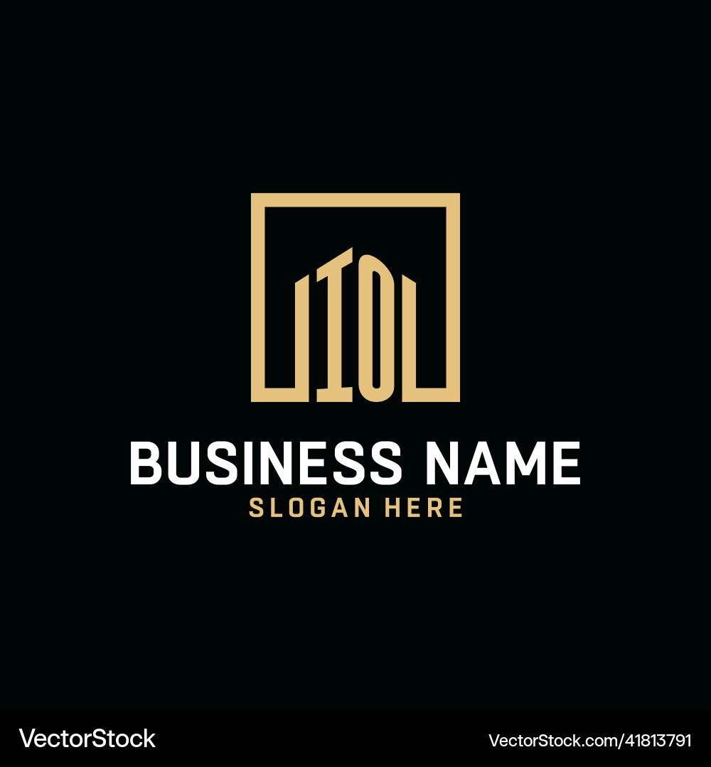 Io initial monogram logo design with square shape Io initial monogram logo design with square shape Vector Image