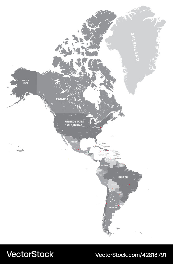 North and south america high detailed map North and south america high detailed map vector image