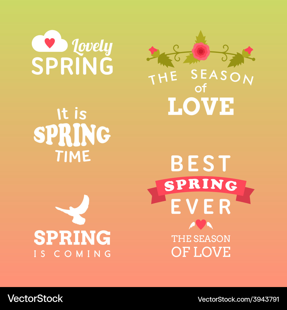 Spring typographic design set of labels and badges Vector Image