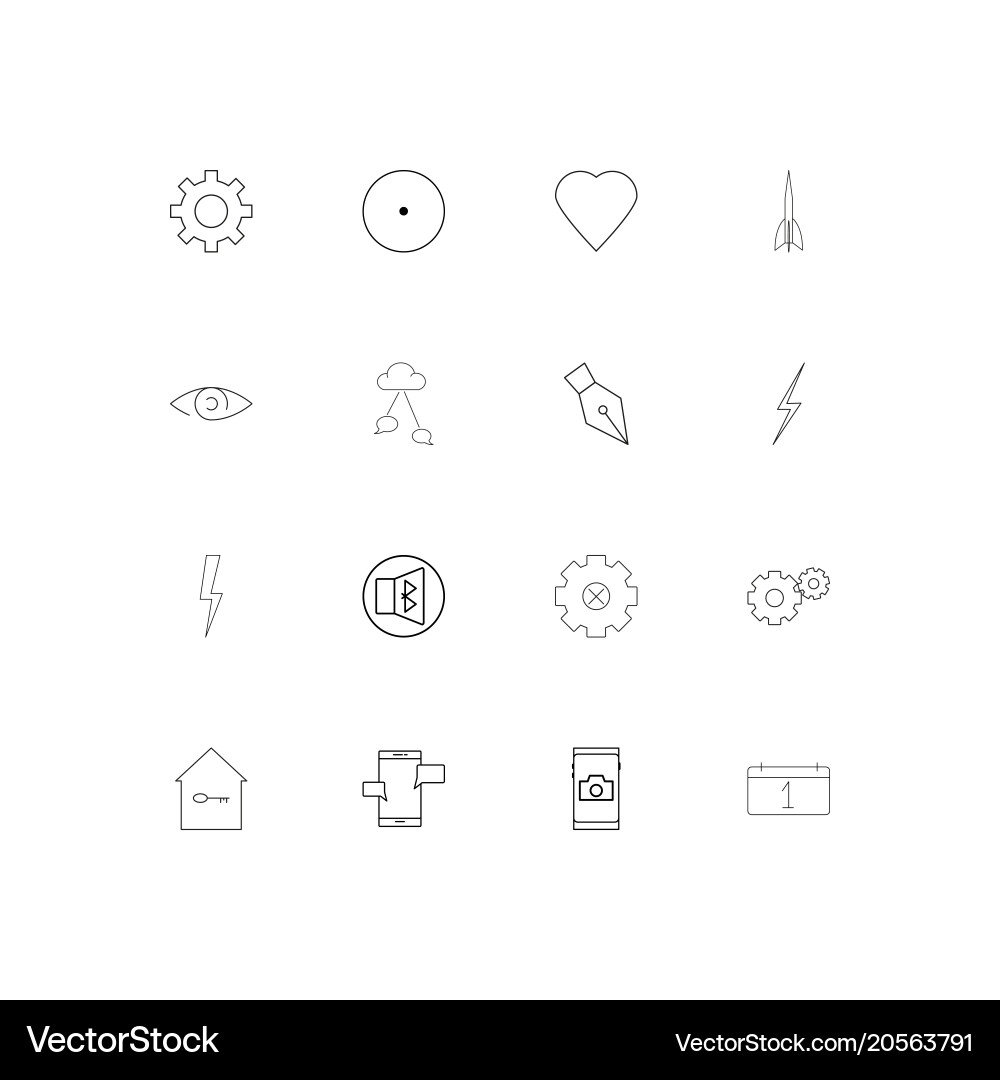 User interface simple linear icons set outlined vector image