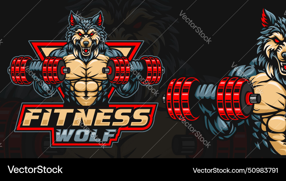 Wolf fitness or gym design lifting vector image