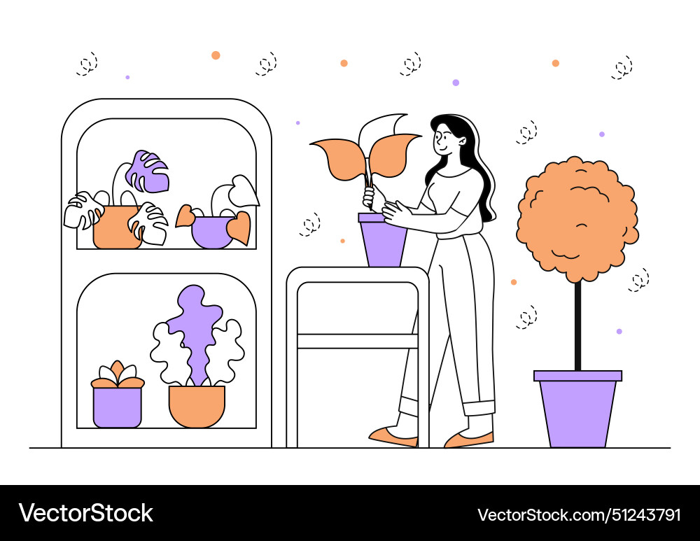 Woman with plant care simple vector image