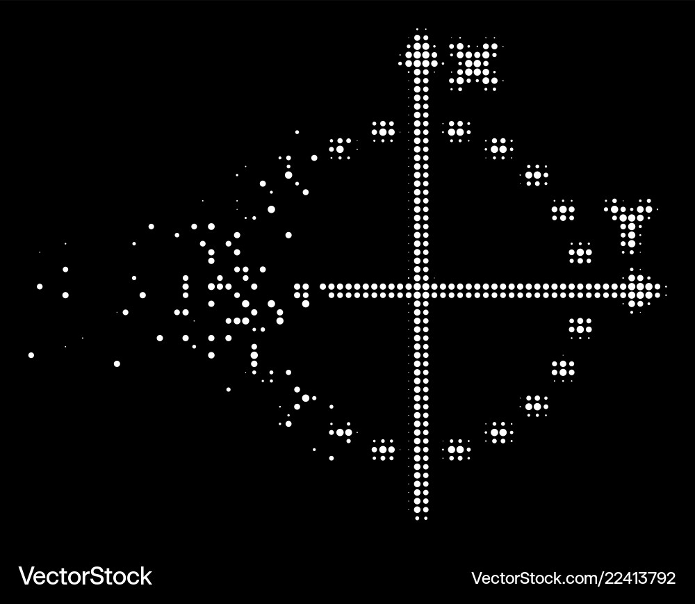 Bright dissolved pixel halftone dotted circle plot Bright dissolved pixel halftone dotted circle plot vector image