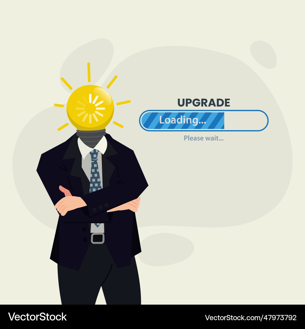 Businessman with light bulb head and loading bar Vector Image