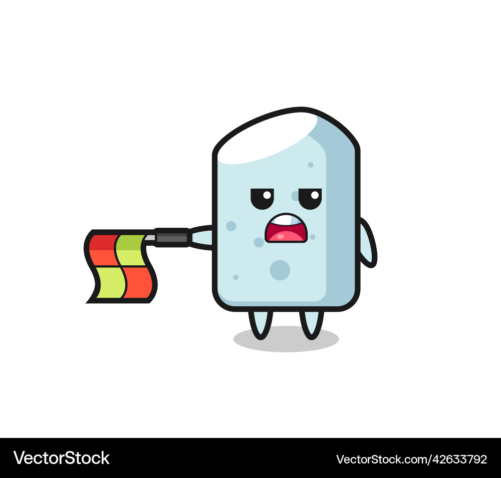 Chalk character as line judge hold the flag Vector Image