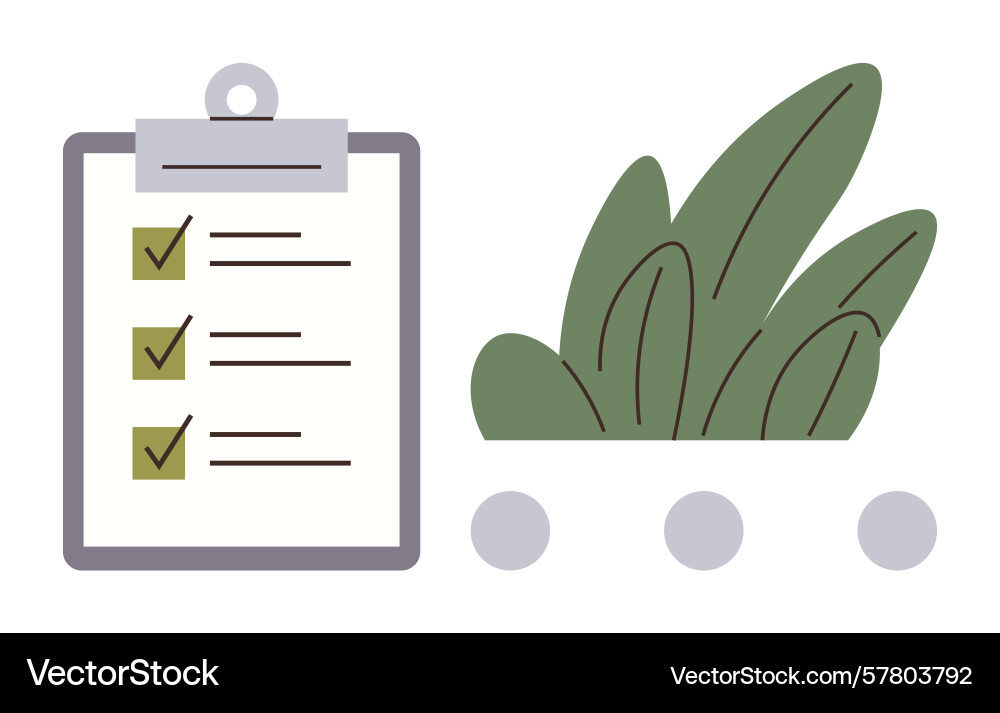 Checklist with completed tasks next to green Vector Image