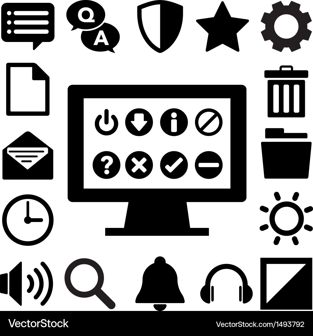 Computer menu icons set eps 10 Vector Image