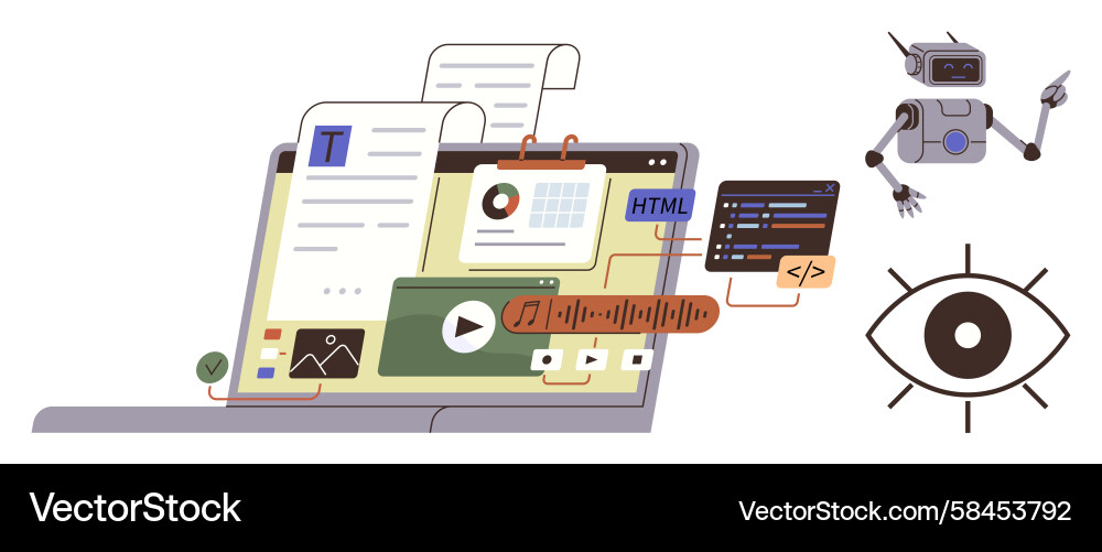 Digital Content & Coding Workflow Vector Image
