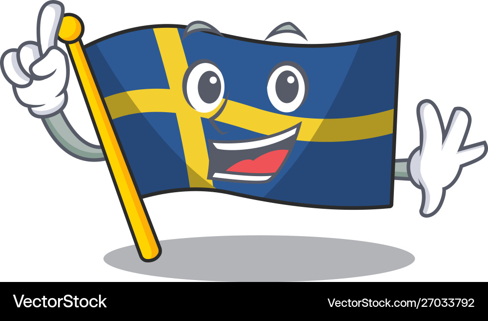 Finger swede flags flutter on character pole vector image