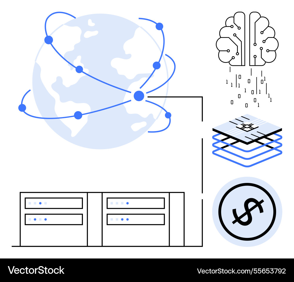 Global data flow and ai solutions for financial Global data flow and ai solutions for financial vector image
