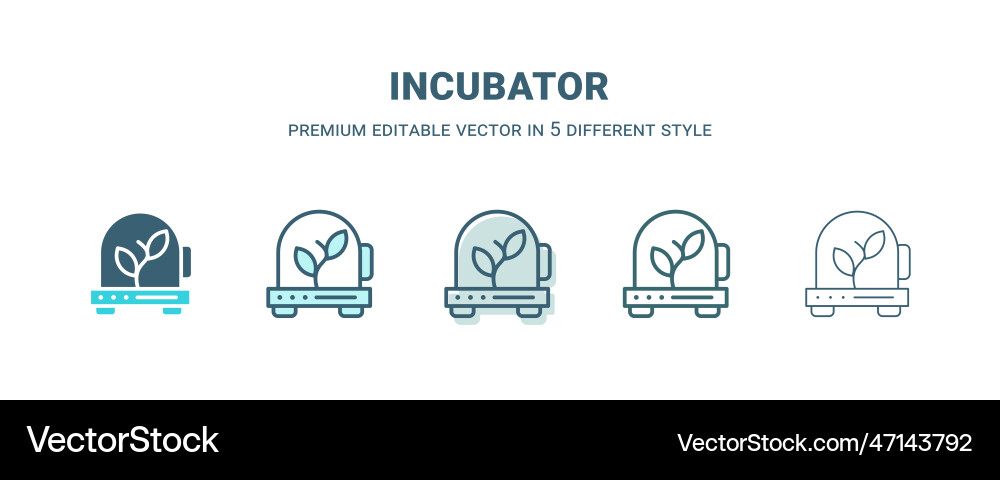 Incubator icon in 5 different style outline Incubator icon in 5 different style outline vector image