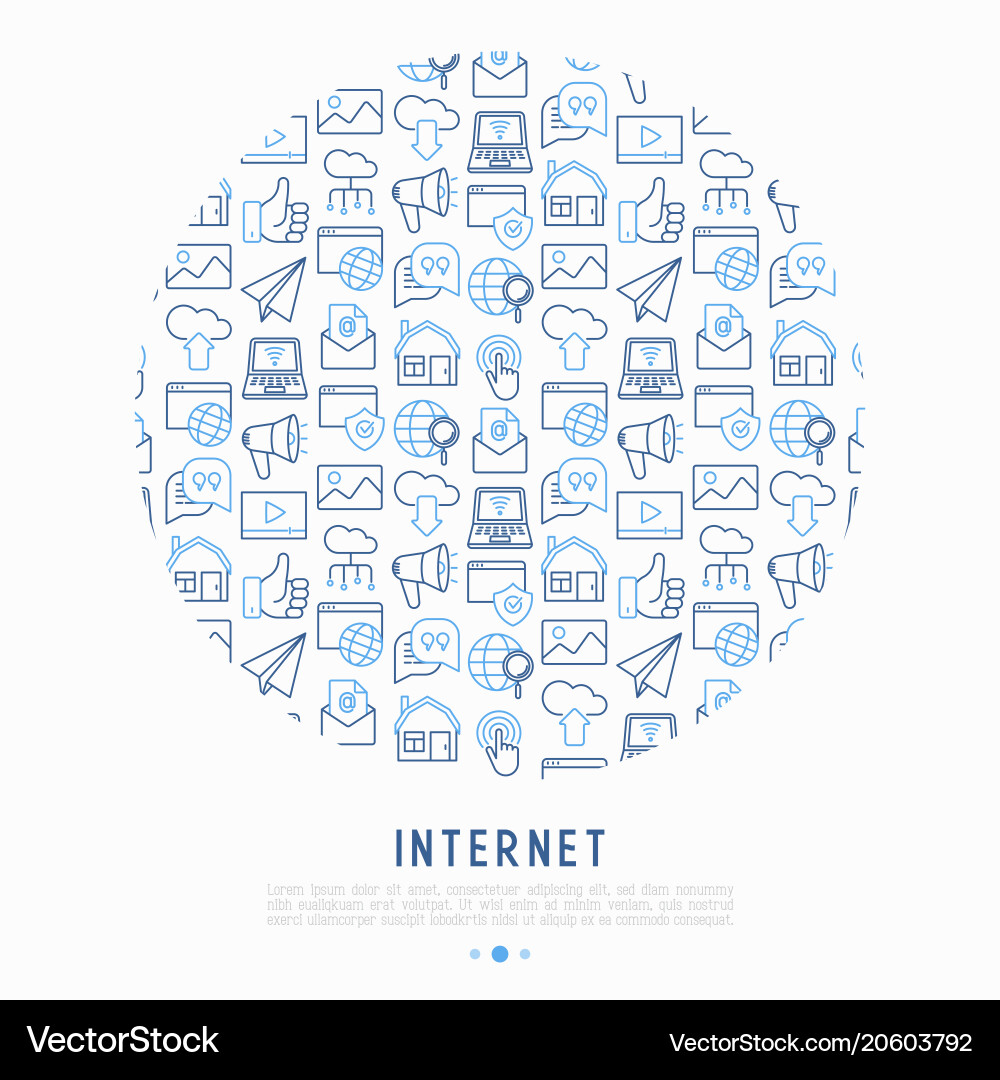 Internet concept in circle with thin line icons Internet concept in circle with thin line icons vector image
