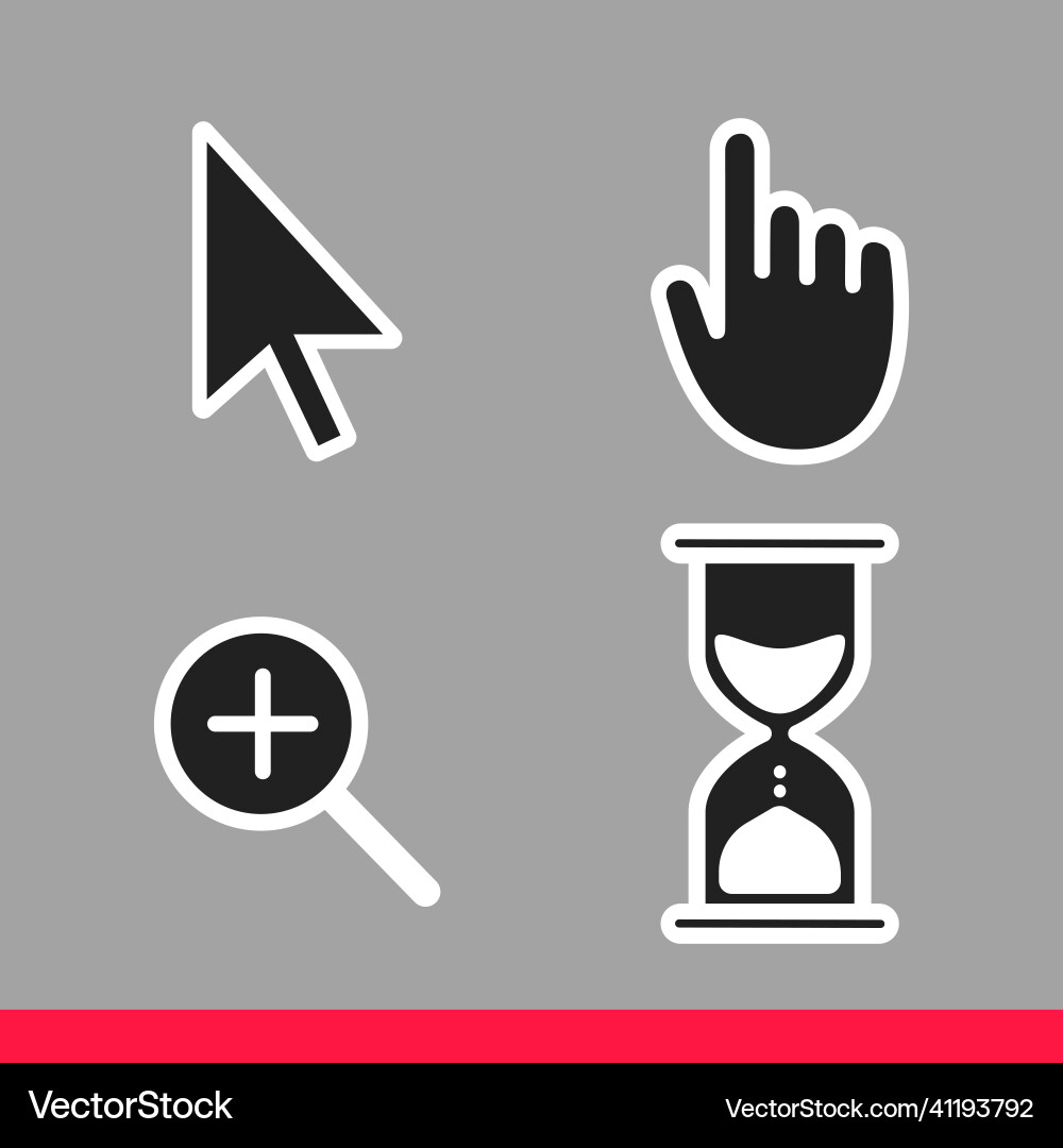 Pointer hand arrow hourglass loading clock mouse vector image