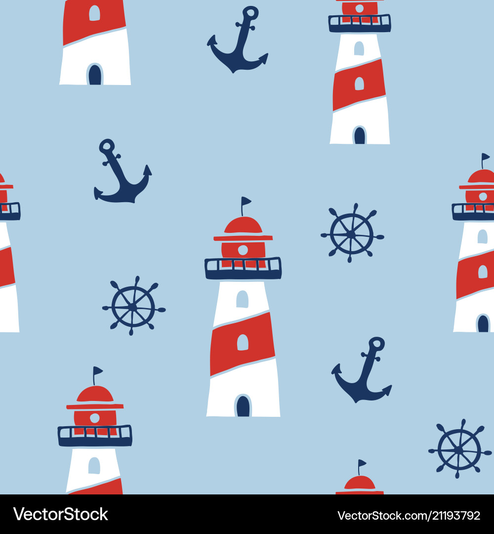 Seamless pattern with nautical design elements vector image