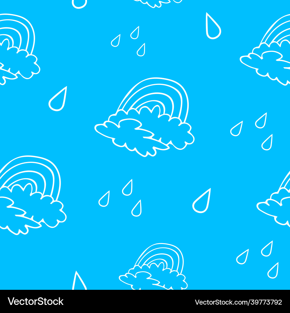 Seamless pattern with rainbow rain and clouds Seamless pattern with rainbow rain and clouds vector image